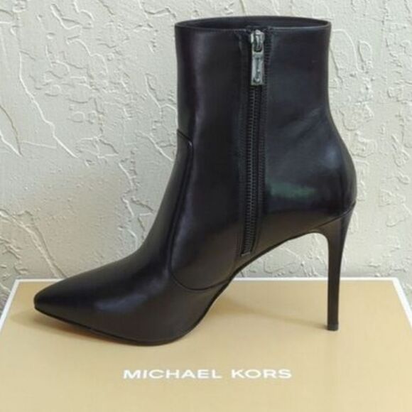 NIB Michael Kors Rue Stiletto Bootie - Black Leather - Picture 1 of 12